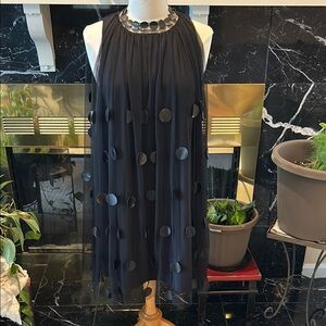 Black Embellished  Mini Dress